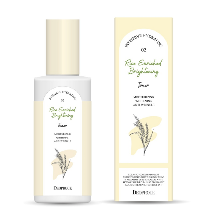 Осветляющий тонер для лица с экстрактами злаковых культур DEOPROCE RICE ENRICHED BRIGHTENING TONER, 200 мл